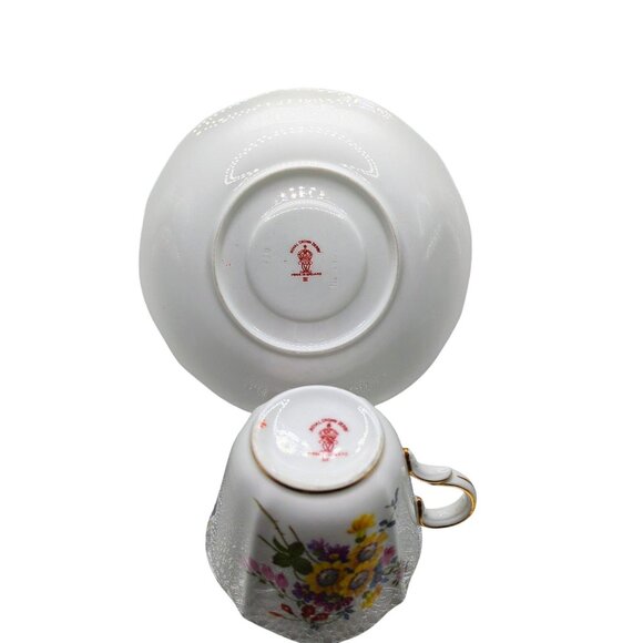 VTG Royal Crown Derby "Derby Posies" Bone China Floral Tea Cup and Saucer 1940 - Picture 6 of 6